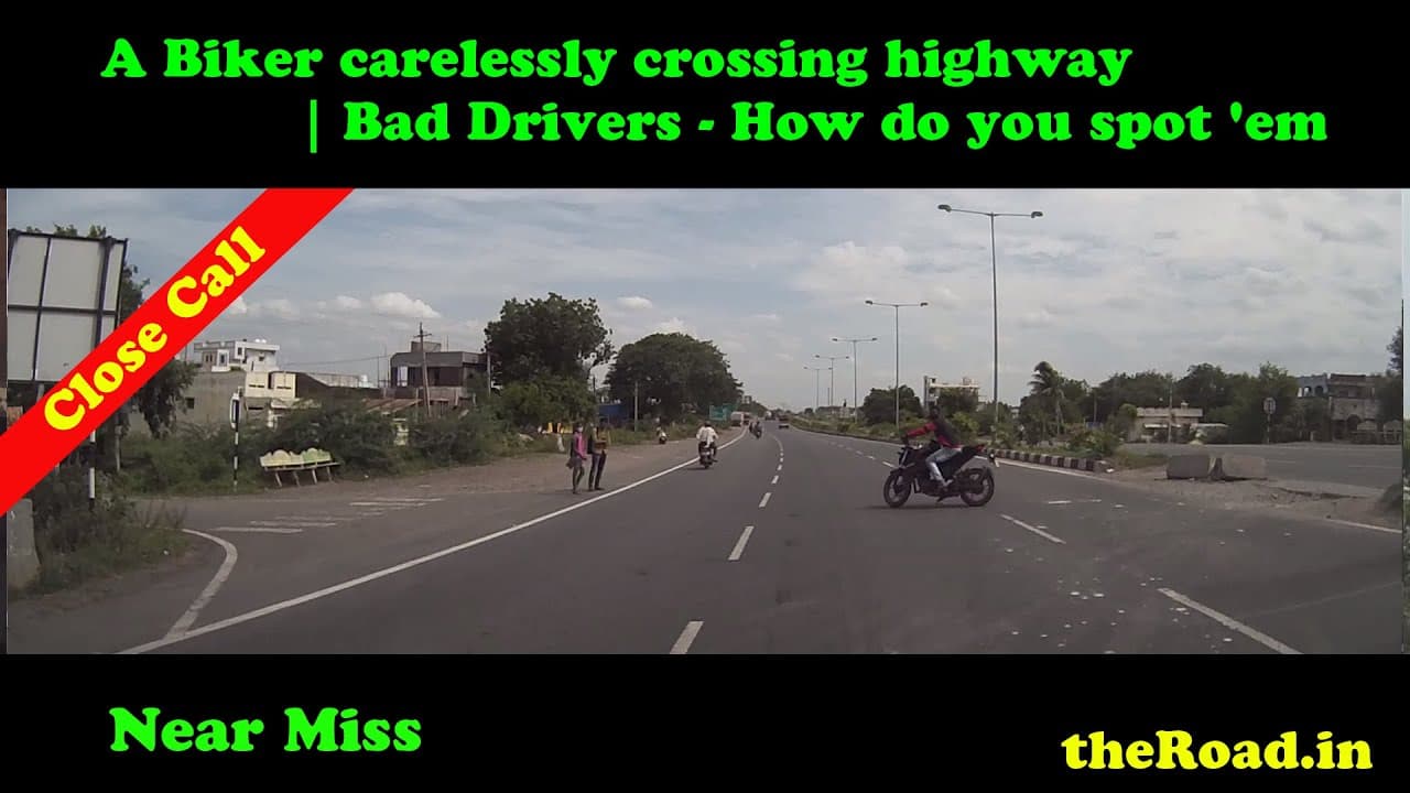 Near Miss | Biker almost got hit while crossing highway carelessly | Bad Drivers
