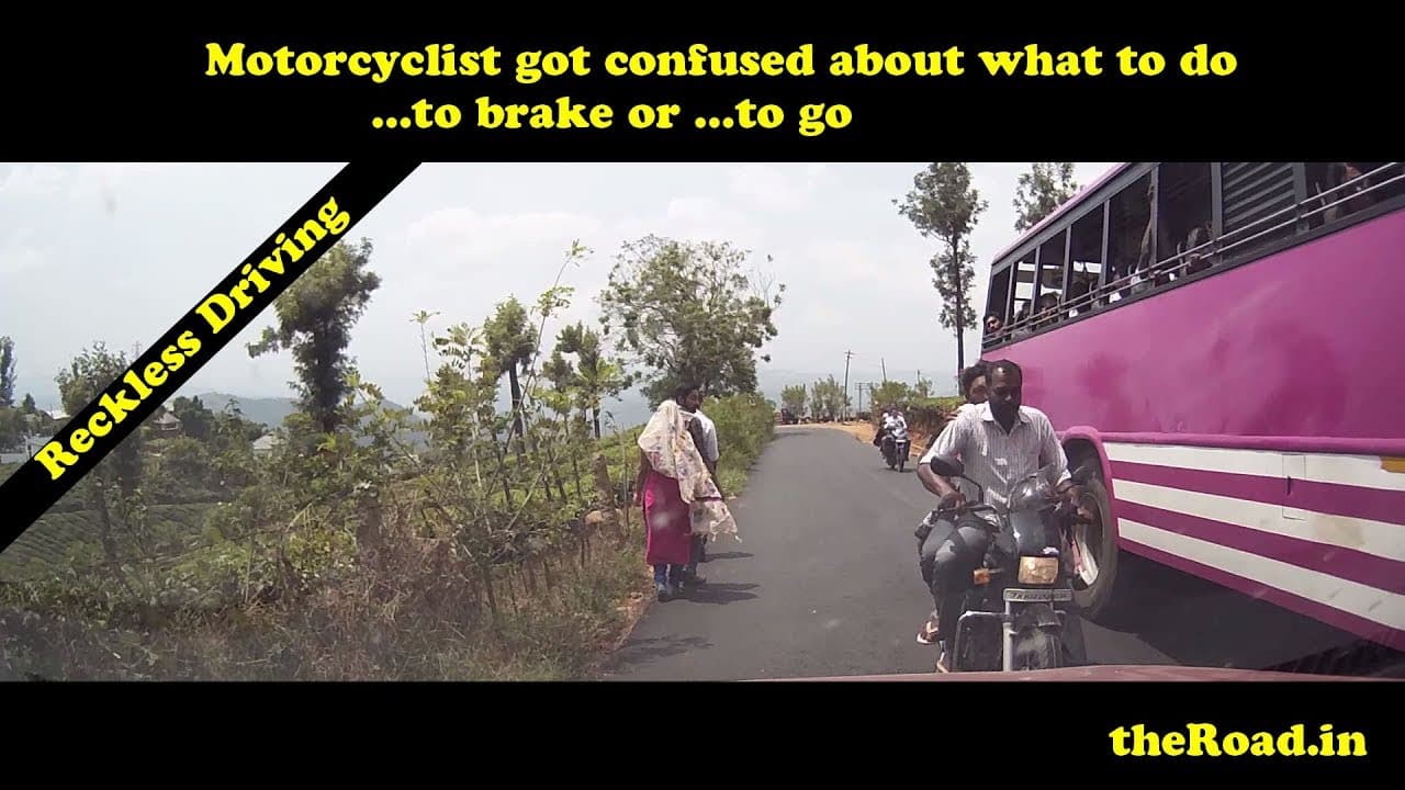 Confused motorcyclist failed to brake | Taking it too close