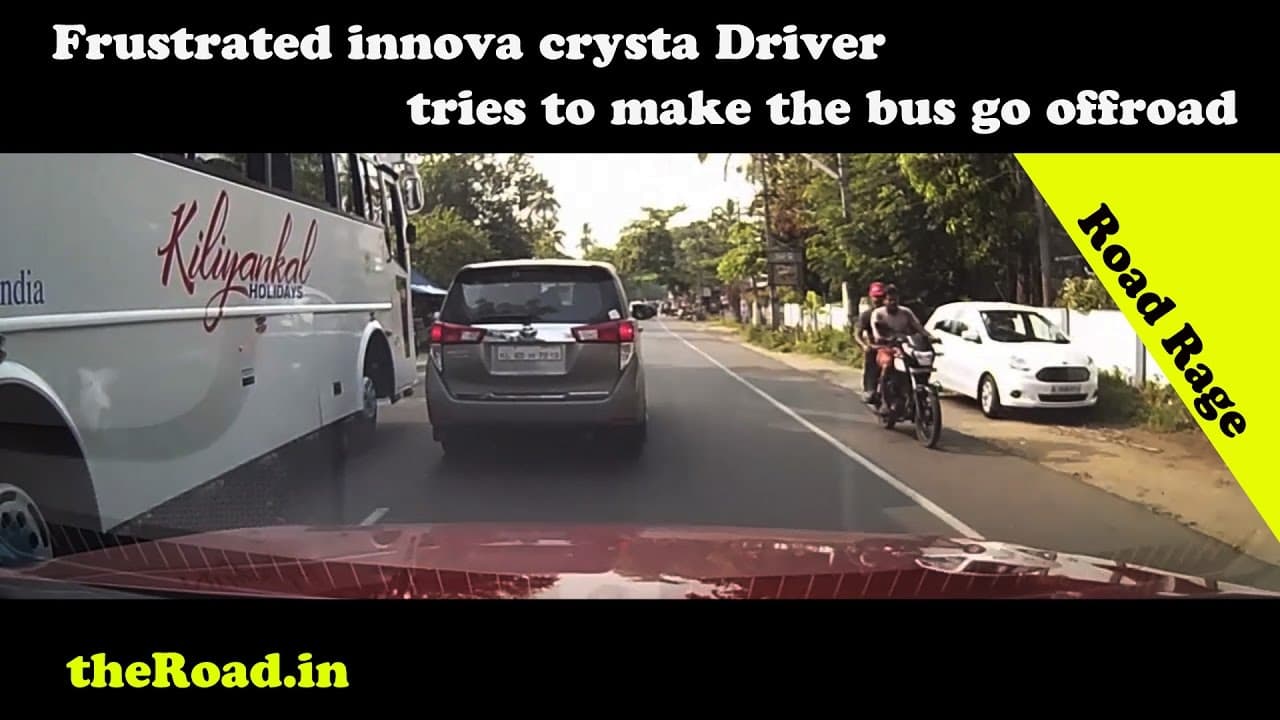 Road Rage | Frustrated Innova driver venting his anger on Bus Driver